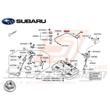 Écrou de fixation de puits de jauge SUBARU GT 99-00 WRX STI 01-14 Forester Turbo 10/98-12/99-05/0747625