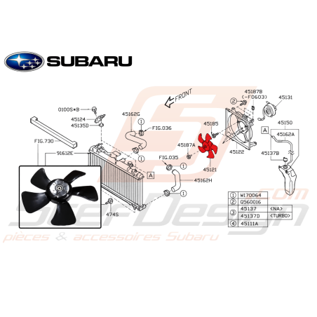 Hélice radiateur SUBARU WRX STI 01-07 Forester 03-0747635