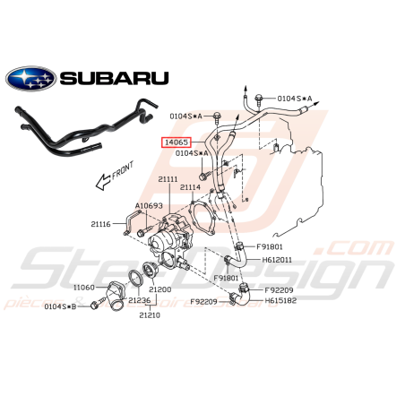 Durite Passage d'Eau Origine Subaru WRX STI 06-07 FORESTER Turbo 05-0747637