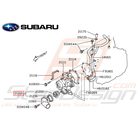 Ensemble thermostat et joint Origine Subaru WRX 01-07 STI 01-07/15-19 FORESTER 05-0747638