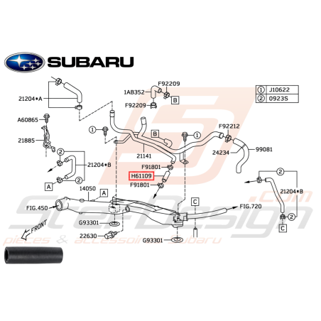 Tuyaux pieuvre d'eau Subaru GT 93-00 WRX 01-07 STI 01-14 FORESTER 05-0747651