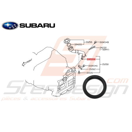 Joint torique inférieur de goulotte de remplissage d'huile GT 99-00 WRX/STI 01-19 FORESTER 05-0747652