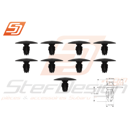 Pack Clip Insonorisant de Capot Subaru GT 97-00 WRX/STI 01-0947675