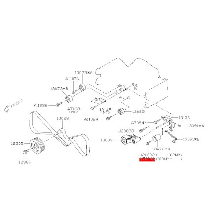 Vis galet rouleau distribution et de support de galet tendeur WRX/STI 03-16