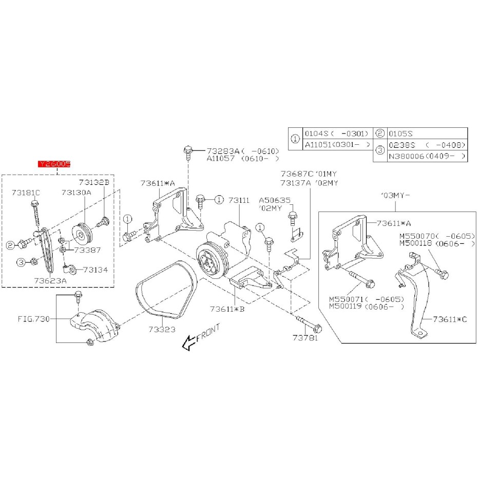 Kit galet de climatisation SUBARU WRX/STI 04-07 Kit galet de climatisation SUBARU WRX/STI 04-07