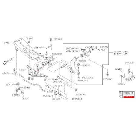 Vis de triangle avant SUBARU WRX/STI 02-03