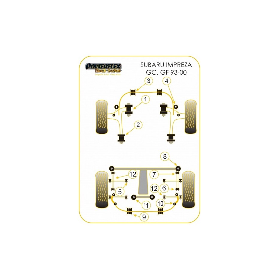 Silent bloc POWERFLEX de moyeu arrière GT 93-00 WRX/STI 01-07