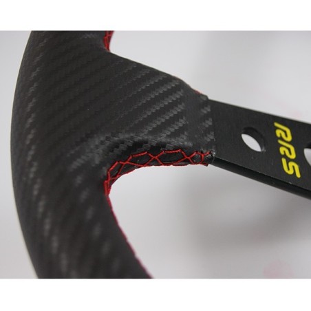 Volant "RRS" 3 branches noir 350mm LOOK CARBON T90°