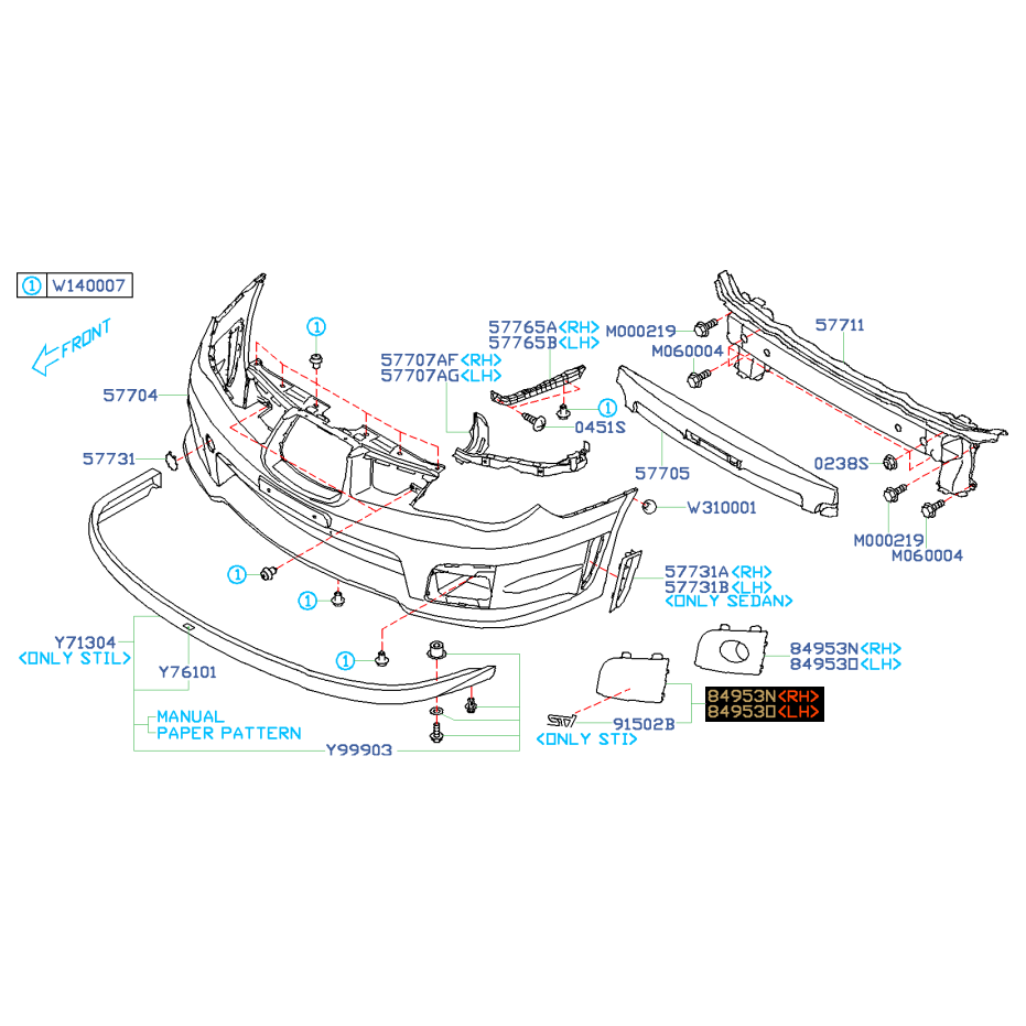 Cache anti-brouillard plein STI 06-07 Cache anti-brouillard plein STI 06-07
