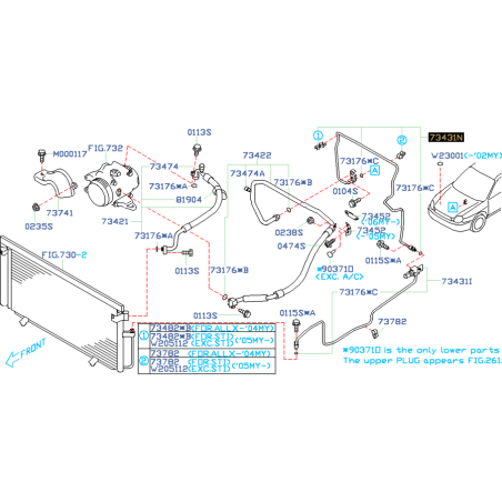 Canalisation de clim supérieur pour subaru WRXSTI 01-05