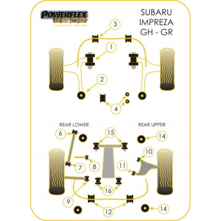 Silent bloc de tirants arrière POWERFLEX pour WRX/STI 08-14