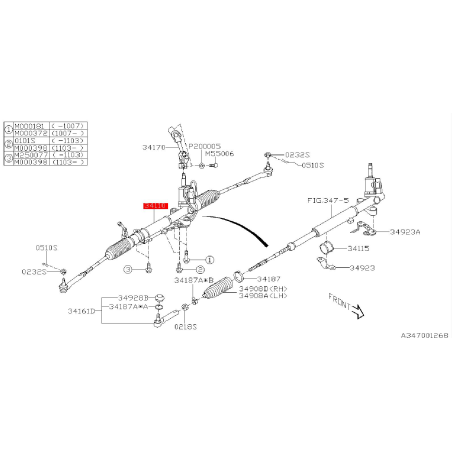 Crémaillère de direction subaru STI 08-14