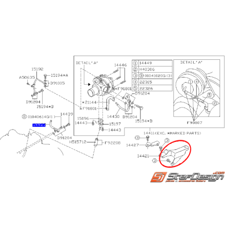 Support TURBO IMPREZA GT 97-00 WRX/STI 01-14