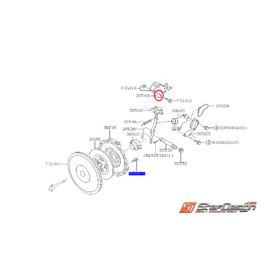 Support ressort de fourchette d'embrayage SUBARU STI 01-14