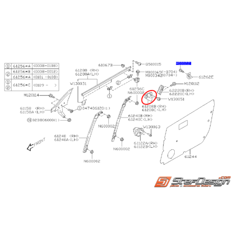 Patin vitre porte avant STI 01-02