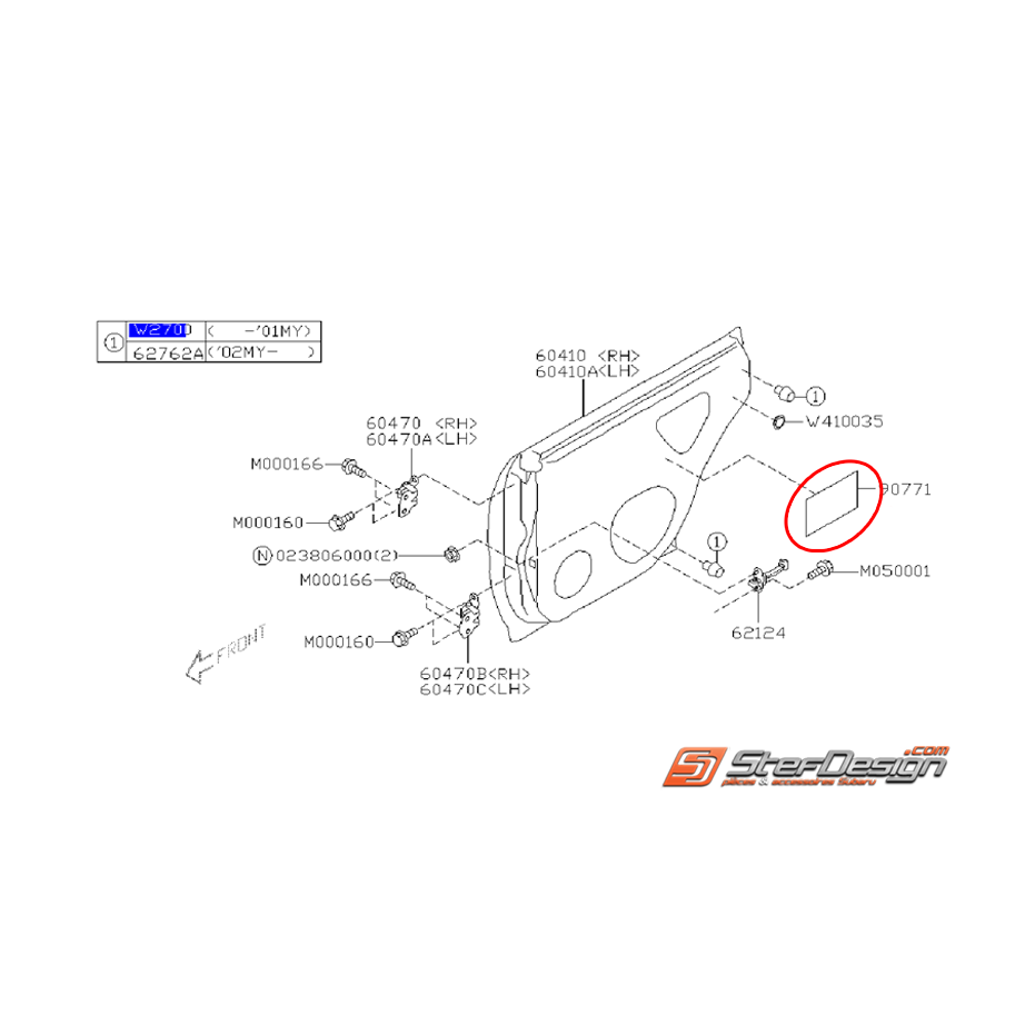 Isolant porte arrière STI 01-02 Isolant porte arrière STI 01-02