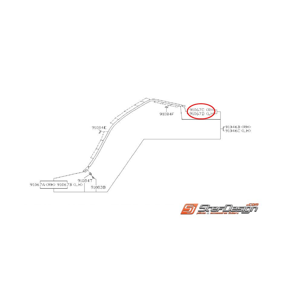 Capuchon arrière baguette de toit SUBARU GT 93-00