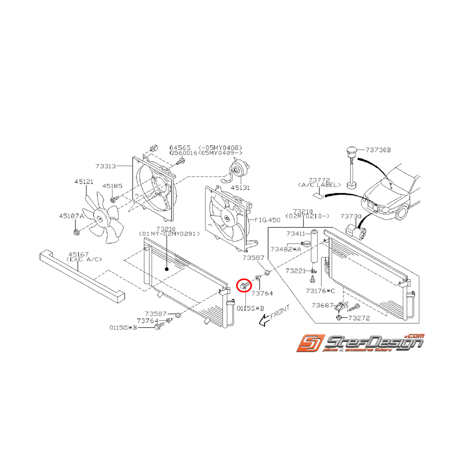 Vis fixation condensateur climatisation  WRX/STI 06-07
