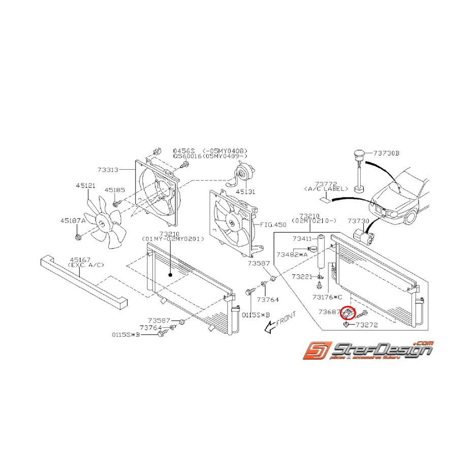 Support condensateur climatisation STI/WRX 06-07