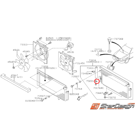 Plaque fixation condensateur  de climatisation STI/WRX 06-07