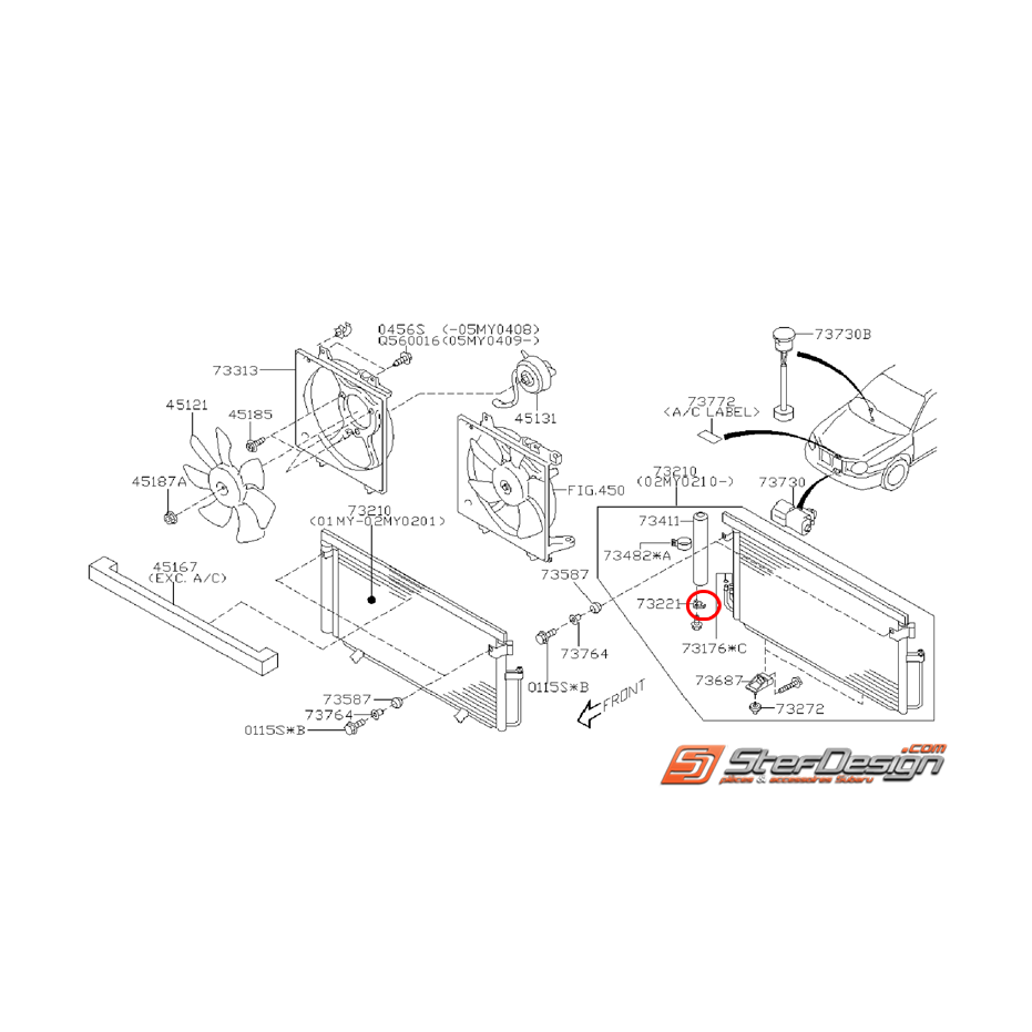 Plaque fixation condensateur  de climatisation STI/WRX 06-07