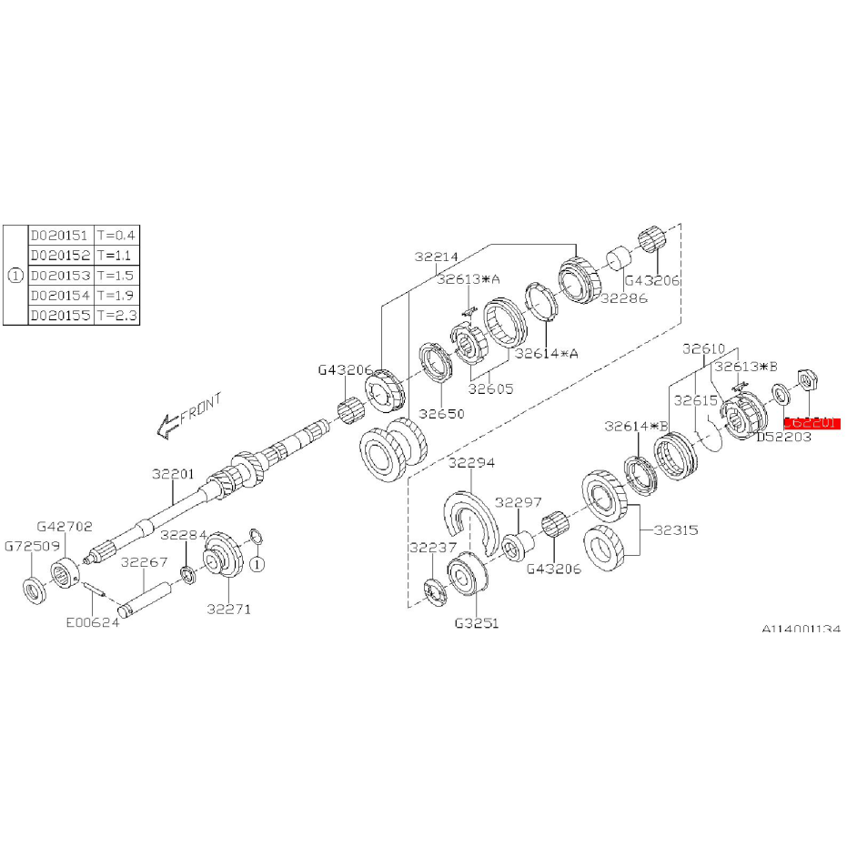 Ecrou d'arbre primaire boite 5 vitesses GT 93-98 Ecrou d'arbre primaire boite 5 vitesses GT 93-98