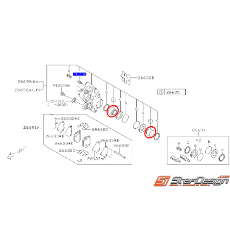 Piston de freins arrières WRX 01-07