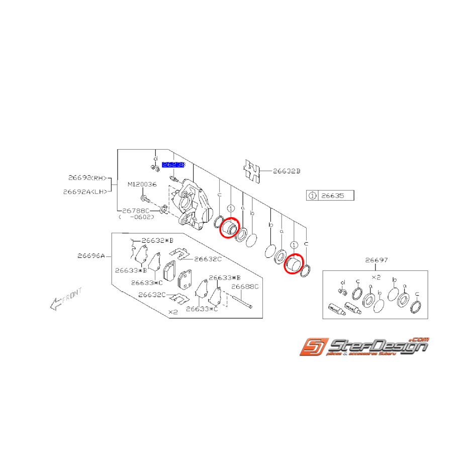 Piston de freins arrières WRX 01-07
