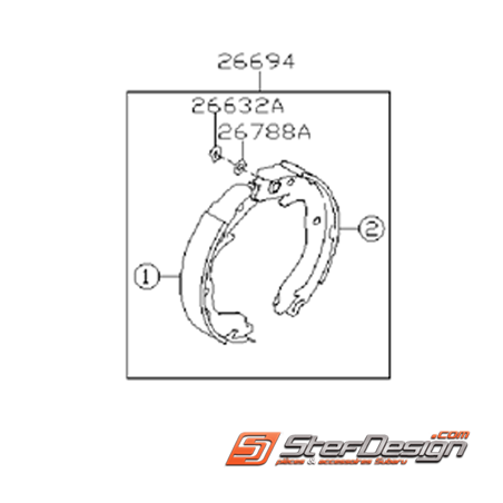 Mâchoires de frein a main origine subaru STI 08-14