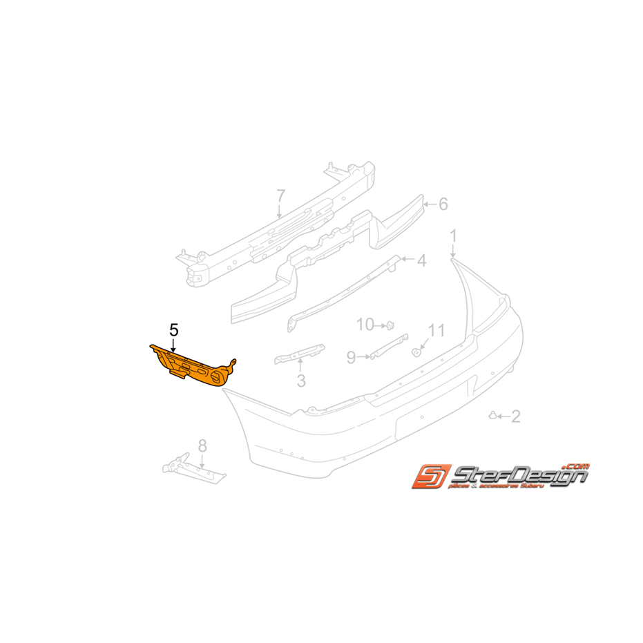 Support latérale pare choc arrière STI/WRX 01-02