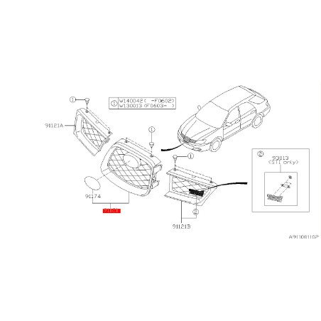 Calandre centrale subaru WRX/STI 06-07