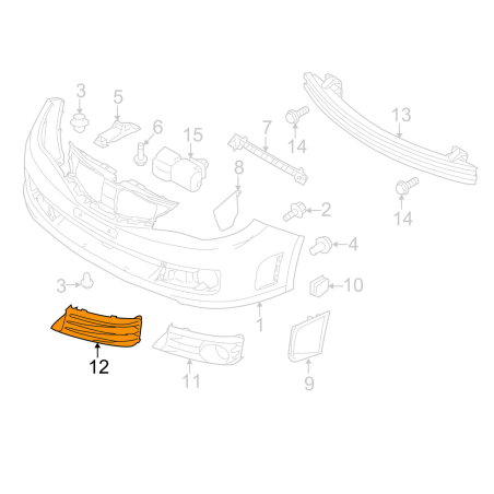 Grille de pare choc avant subaru STI 08-10 sans anti-brouillard