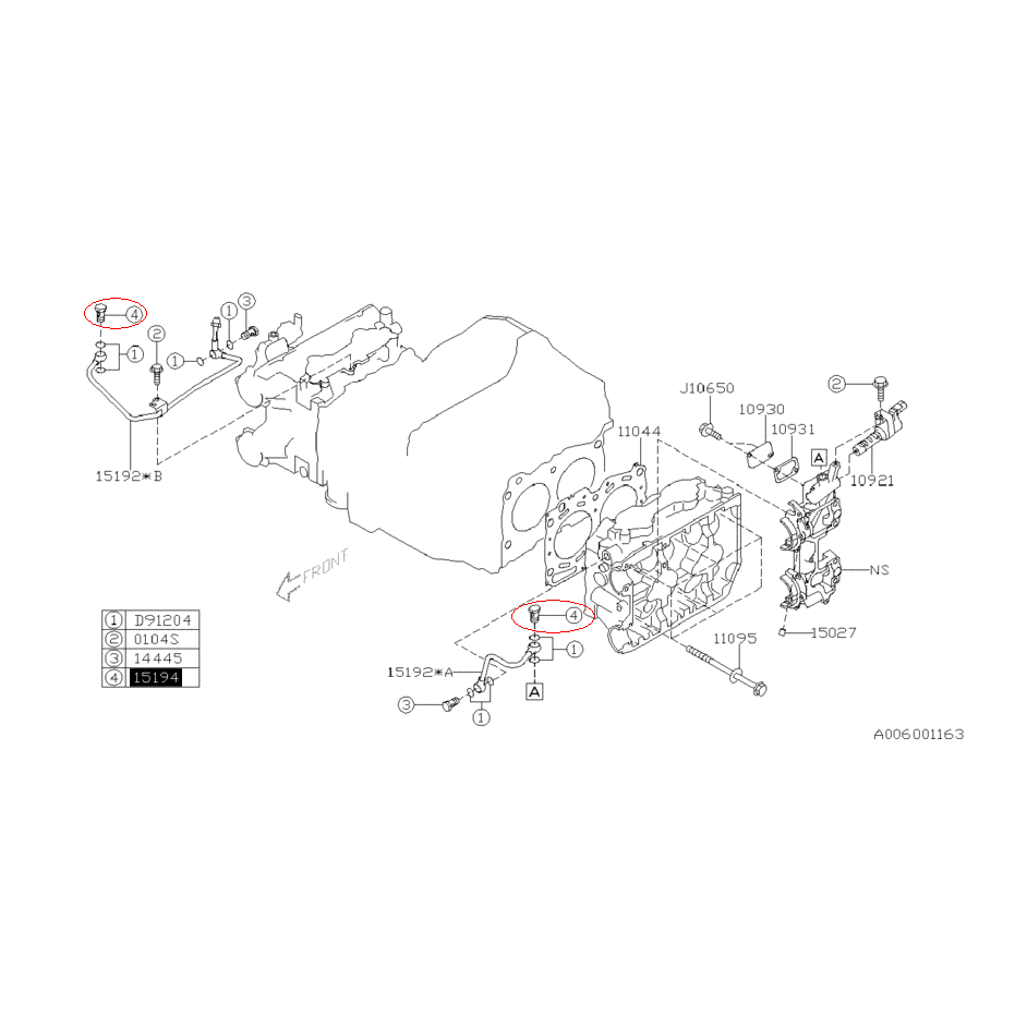 Vis banjo d'arriver d'huile subaru STI 01-07 et avcs 
