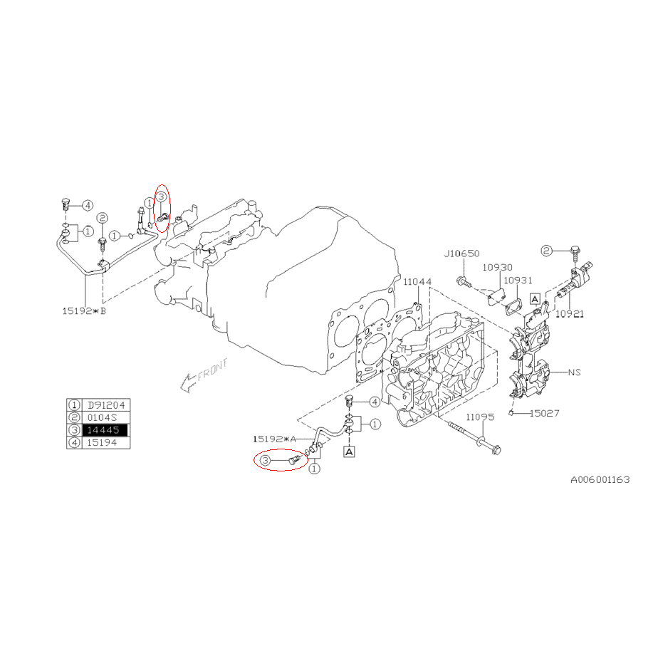Vis banjo d'arriver d'huile subaru STI 01-07 AVCS