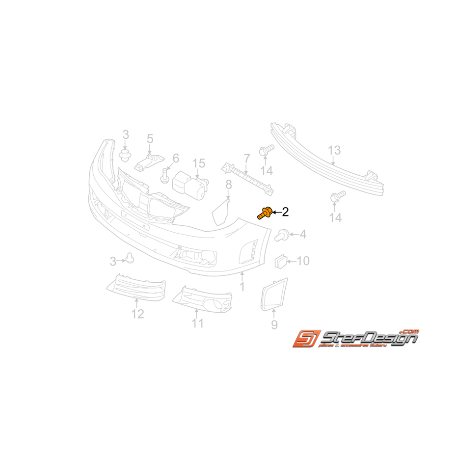 Vis de fixation de pare choc STI 10-14 WRX 09-11
