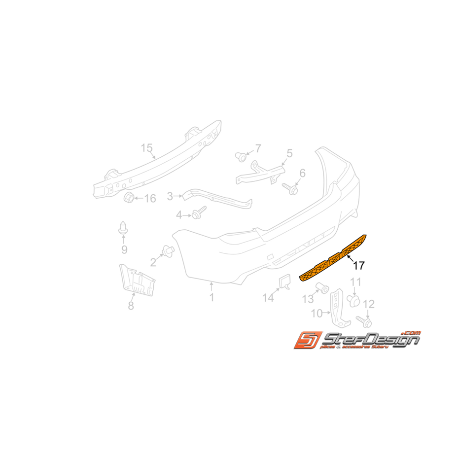 Grille pare-choc arrière sans feu anti-brouillard STI 10-14 Grille pare-choc arrière sans feu anti-brouillard STI 10-14