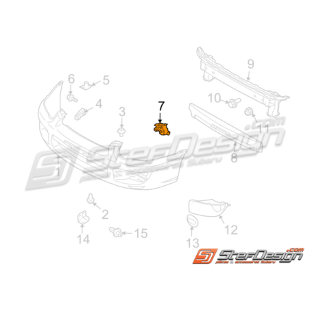 Support supérieur pare choc avant WRX/ STI 03-05