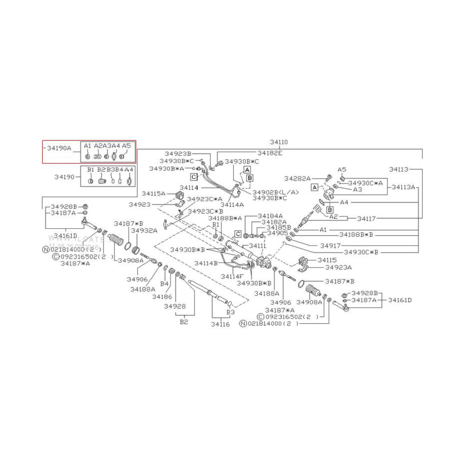 Kit de réparation boitier de crémaillère de direction GT 93-97