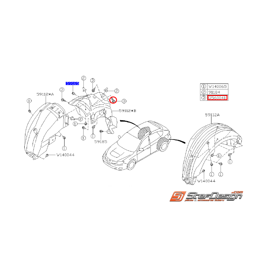 Vis pare boue arrière et de lame avant STI V6