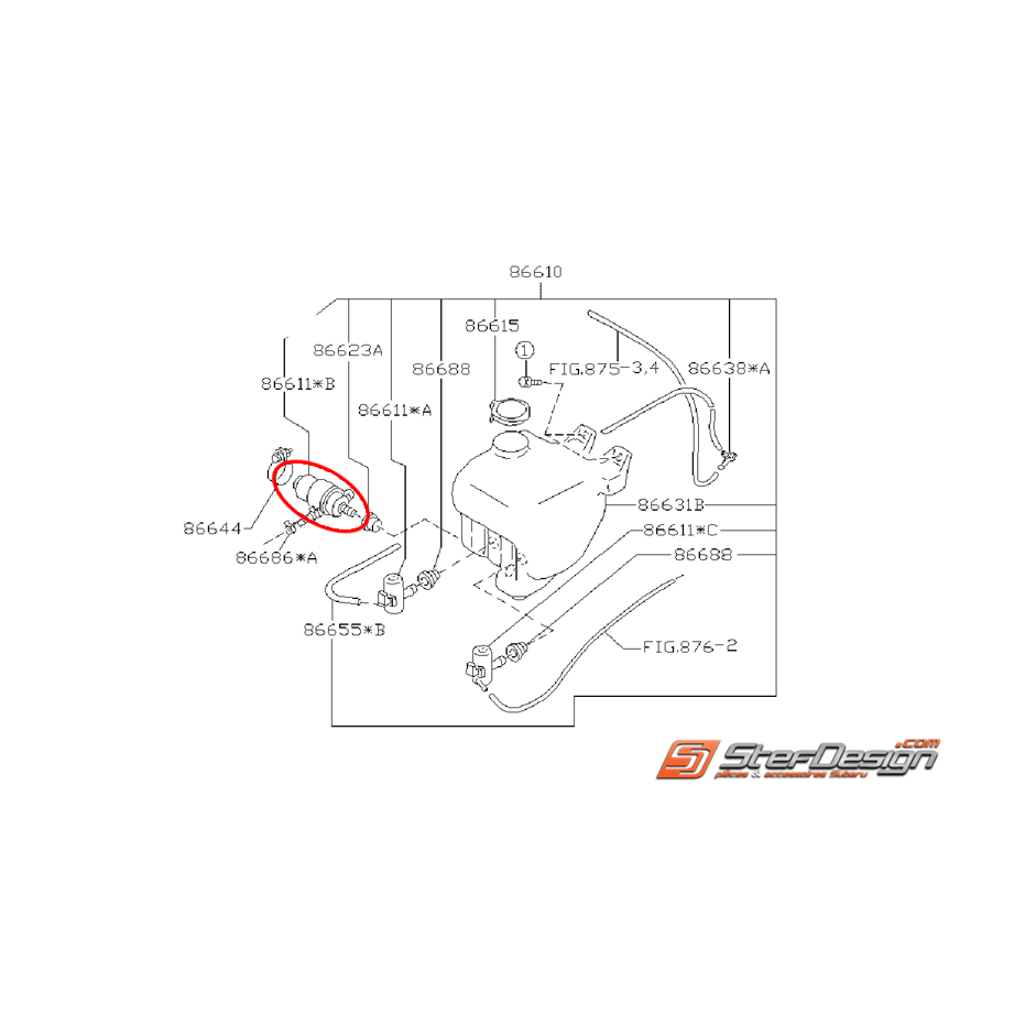 Pompe lave-phares IMPREZA GT 93-00 Pompe lave-phares IMPREZA GT 93-00