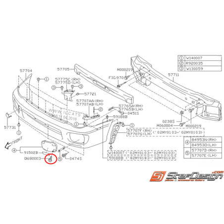 Vis pare choc avant STI 01-02