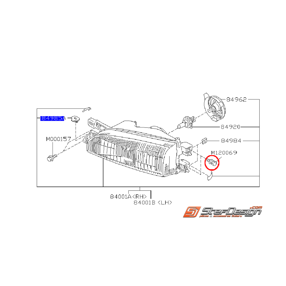 Vis phare avant IMPREZA GT 99-00
