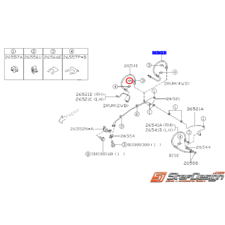 Agrafe durite de frein arrière GT 94-00 WRX/STI 01-14 