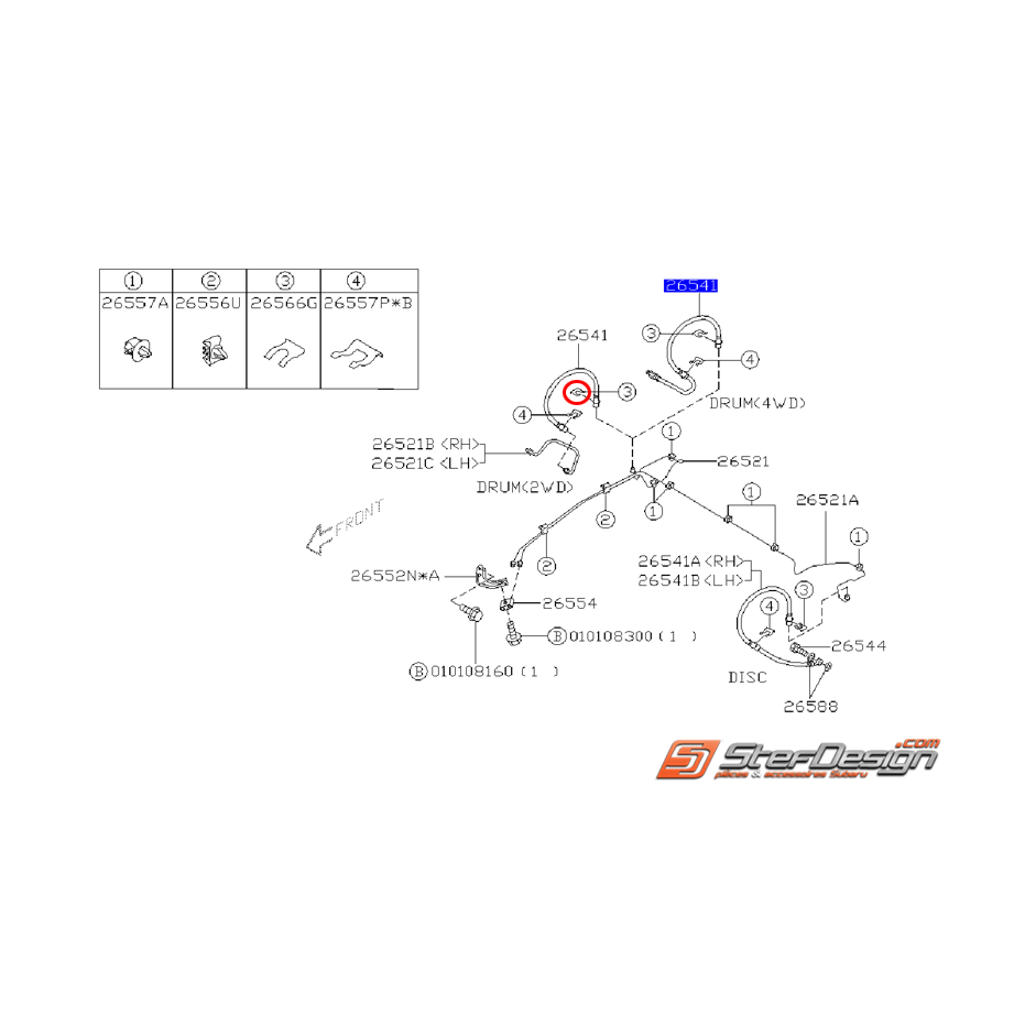 Agrafe durite de frein arrière GT 94-00 WRX/STI 01-14  Agrafe durite de frein arrière GT 94-00 WRX/STI 01-14