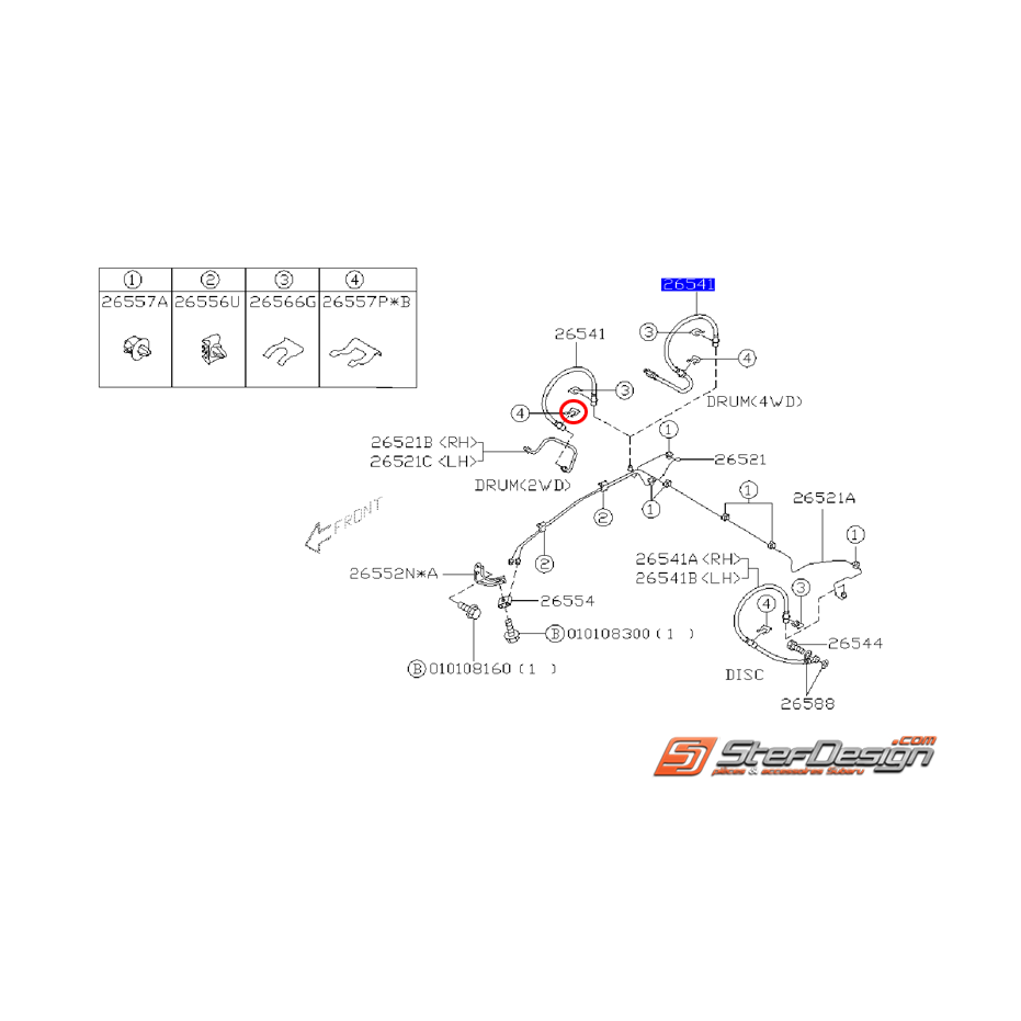 Agrafe durite de frein arrière WRX/STI 01-07 Agrafe durite de frein arrière WRX/STI 01-07