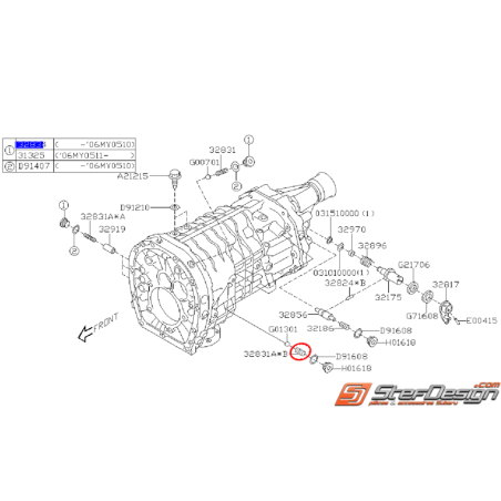 Ressort bille de verrouillage boite de vitesses STI 05-07