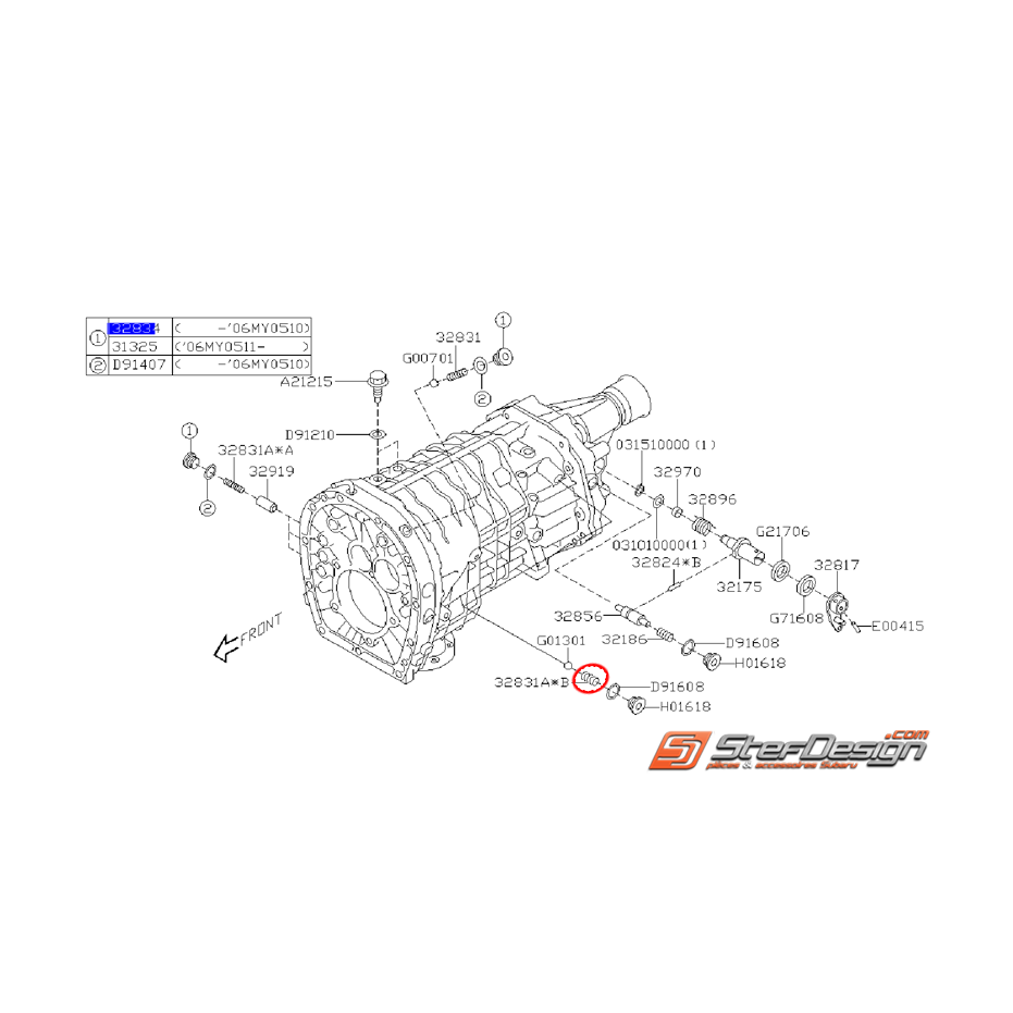 Ressort bille de verrouillage boite de vitesses STI 05-07