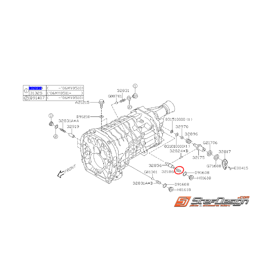 Ressort bille de blocage d'axe boite de vitesses STI 05-07