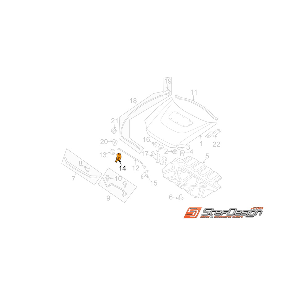 Guide support de capot WRX/STI 01-02