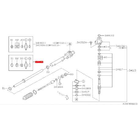 Kit réparation de crémaillère subaru WRX/STI 01-02